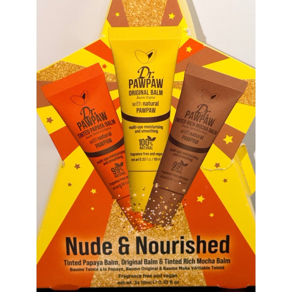Dr. PawPaw Nude & Nourished 3pc Multi-Use Balm Set Papaya Mocha Vegan